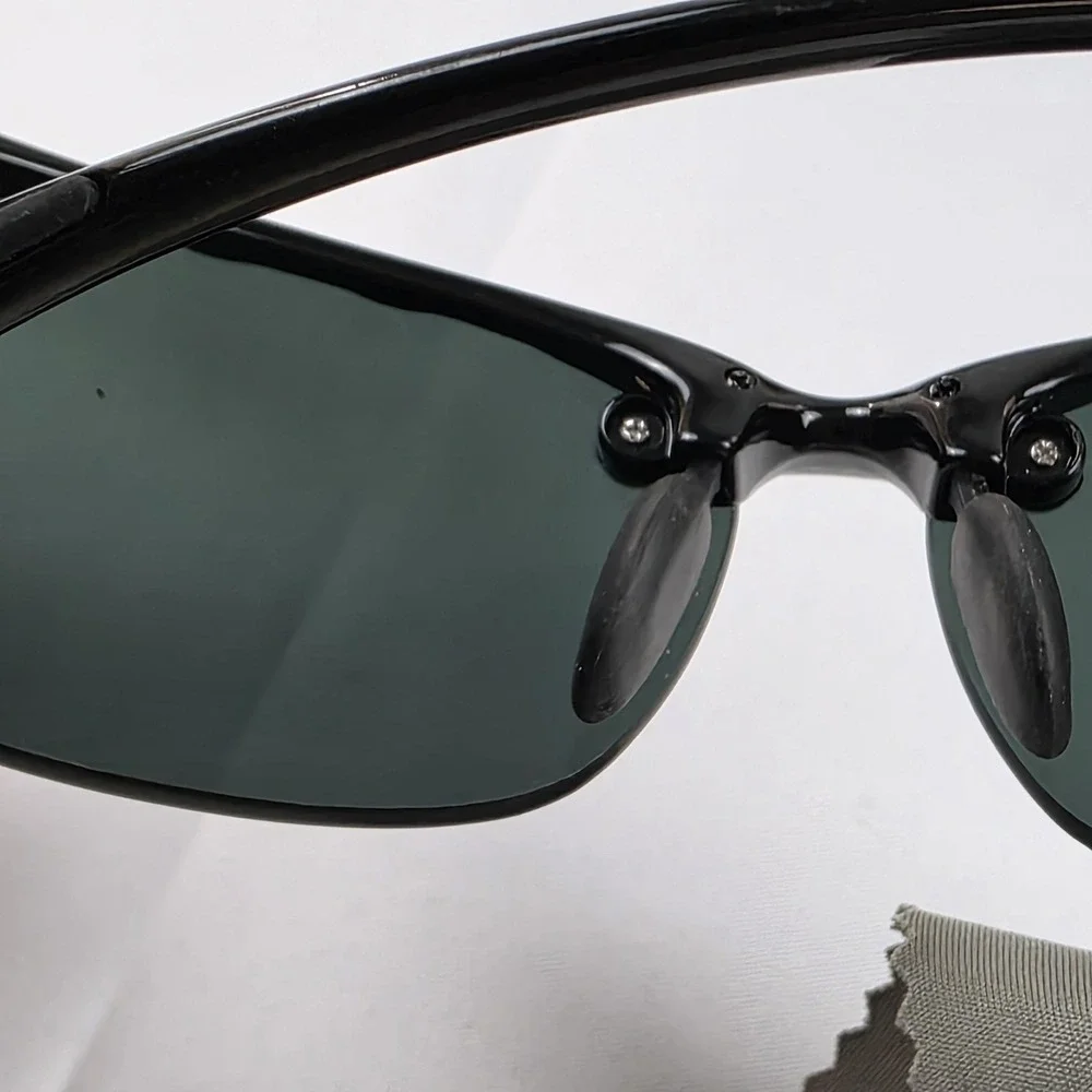 Maui Jim Banyans Sunglasses Mens 70-17-130 Black Green Polarized Wrap MJ-412-02
